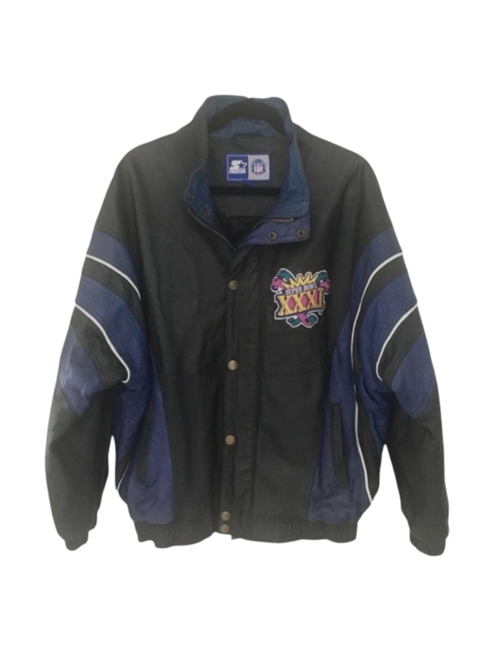 Vintage 90’s: Starter ✪ NFL Super Bowl XXXI ✪ Varsity Leather Jacket ✪ Packers - Picture 13 of 16